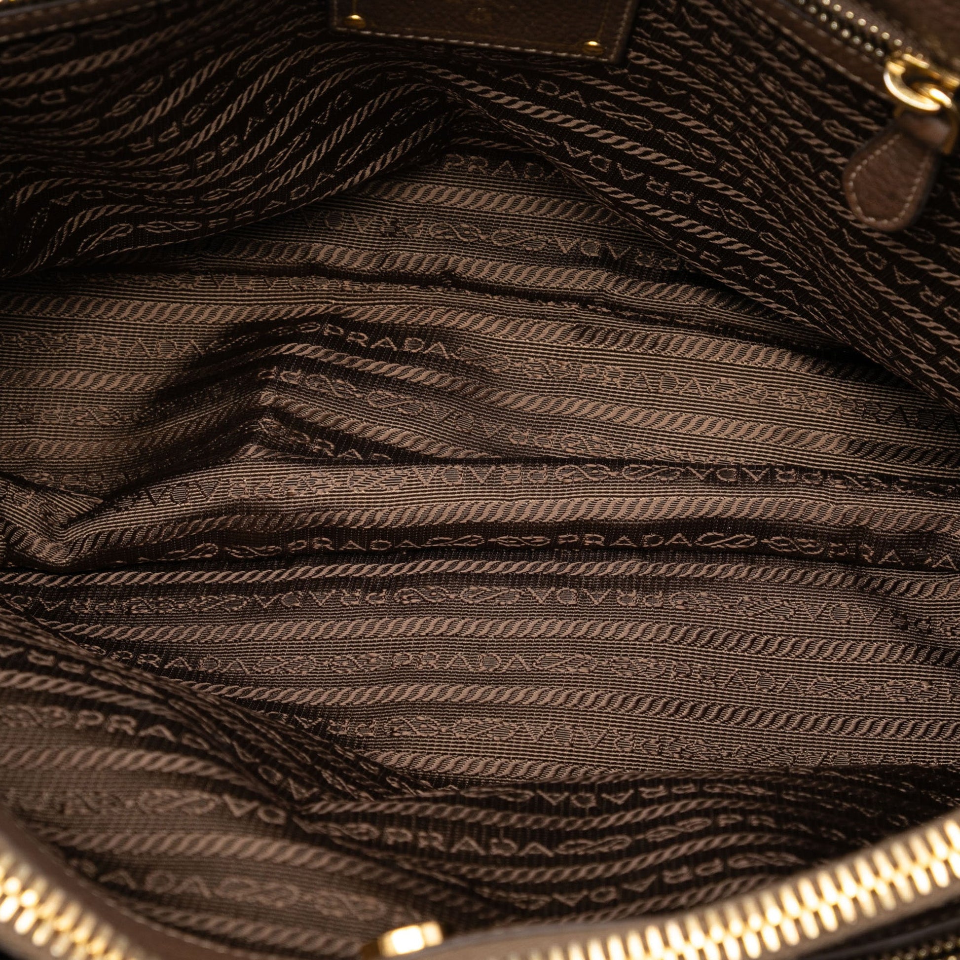 Prada Vitello Daino Trimmed Tessuto Satchel