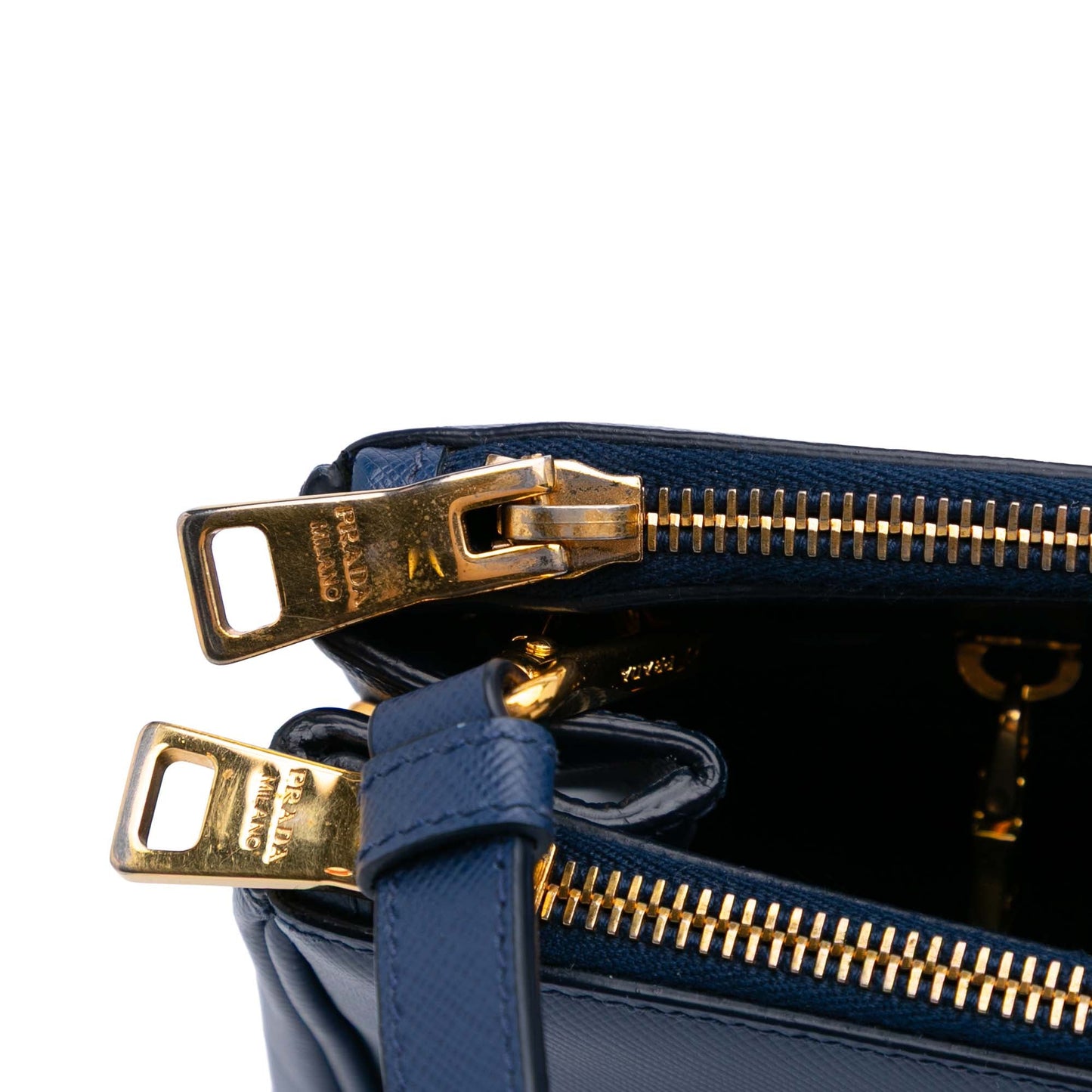 Prada Saffiano Lux Galleria Double Zip Front Pocket Satchel