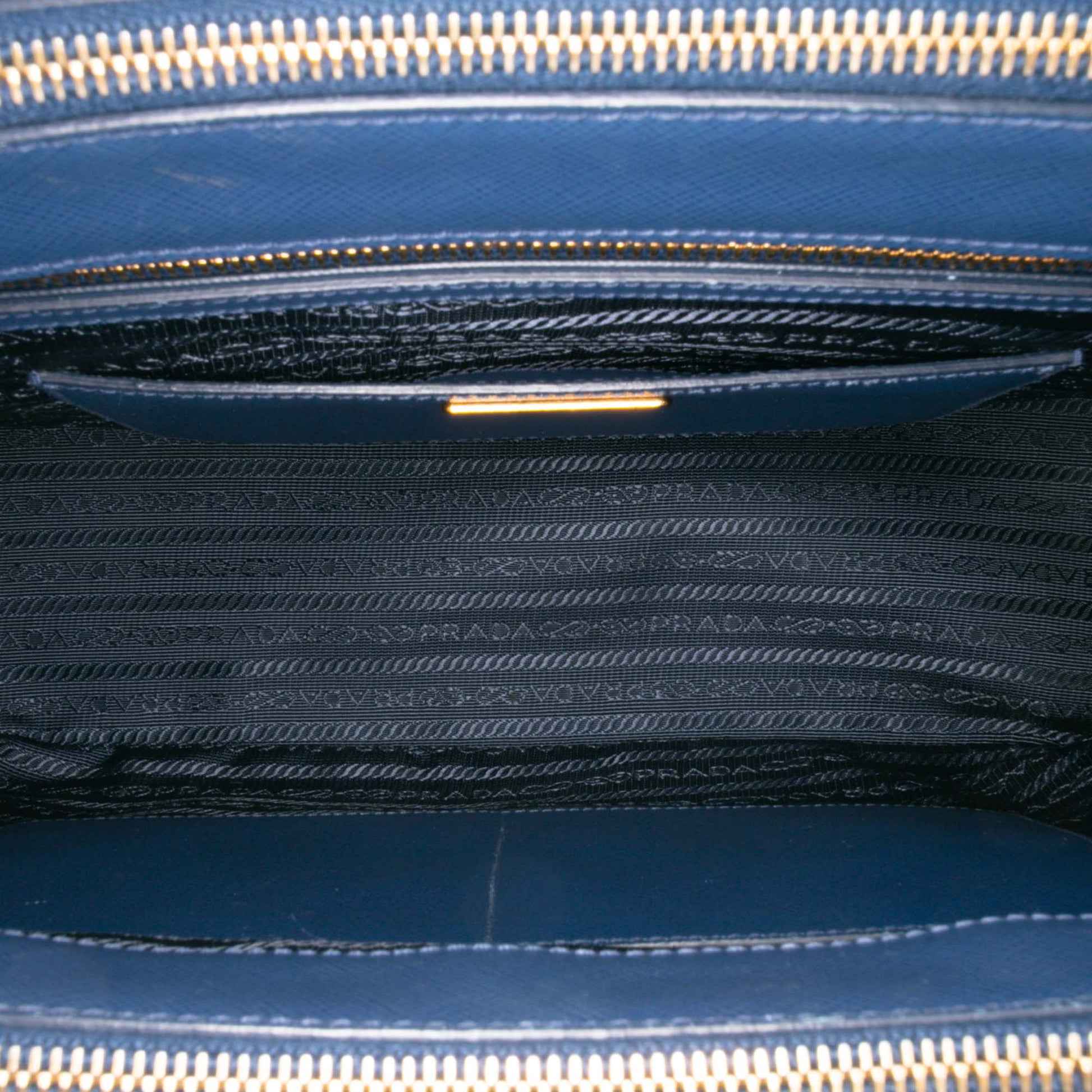 Prada Saffiano Lux Galleria Double Zip Front Pocket Satchel