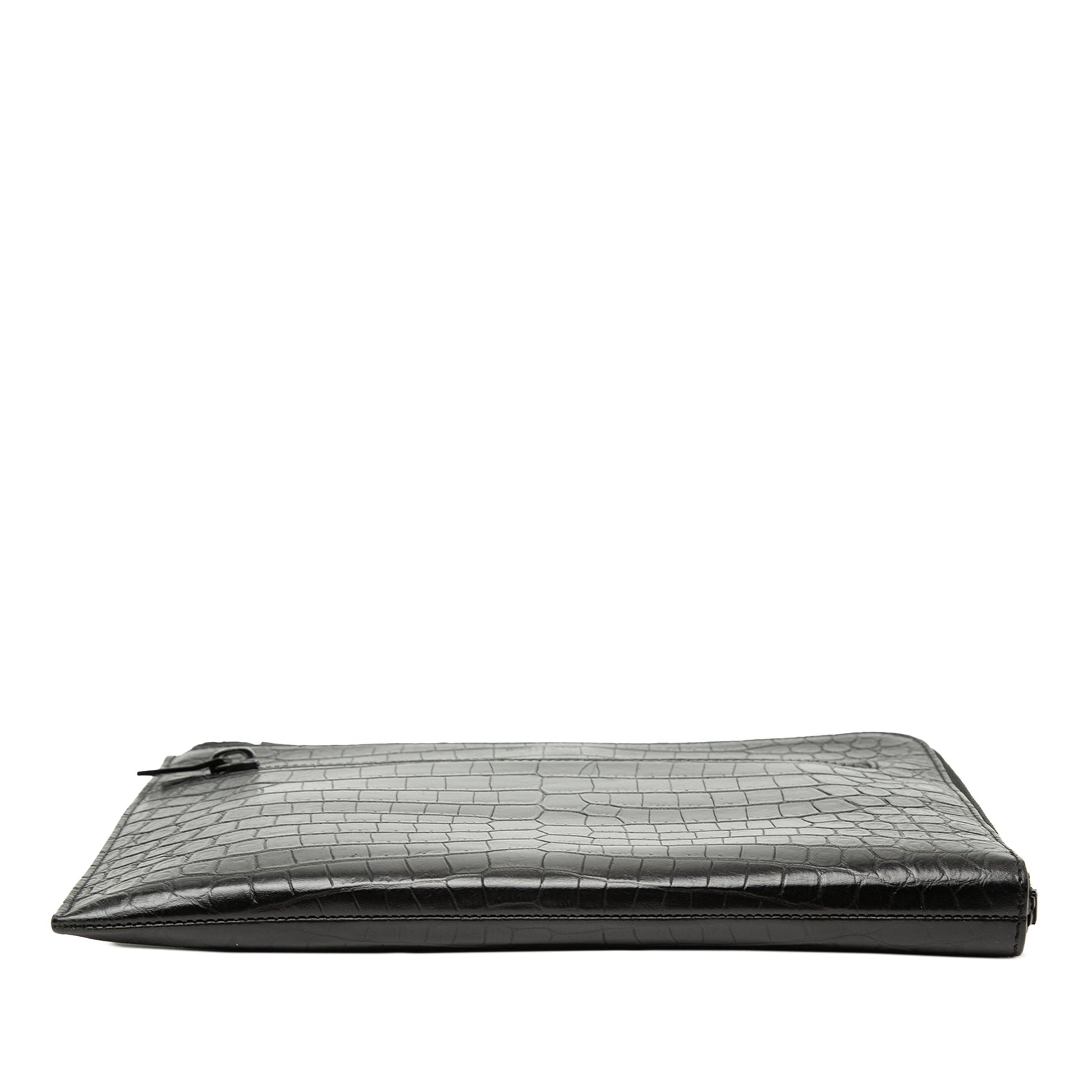 Saint Laurent Croc Embossed Leather Clutch