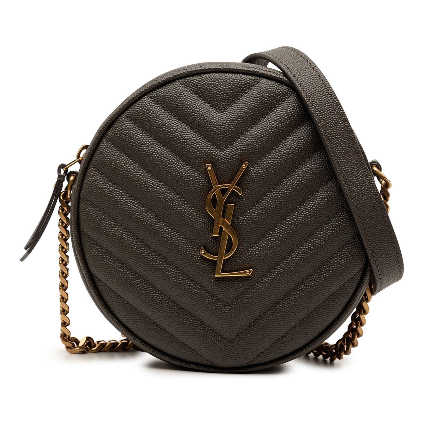 Saint Laurent Grain De Poudre Chevron Round Vinyle Camera Bag