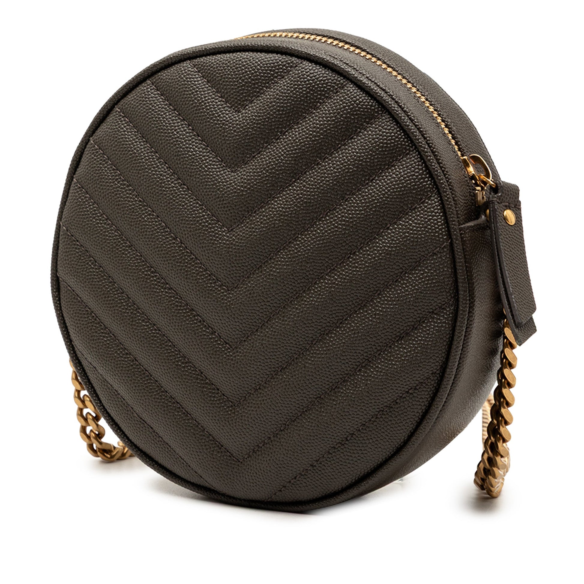 Saint Laurent Grain De Poudre Chevron Round Vinyle Camera Bag