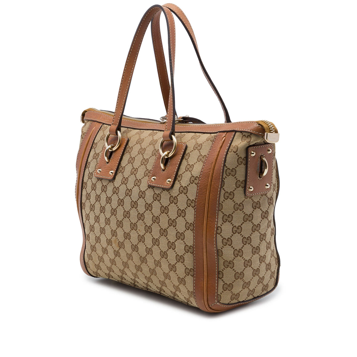 Gucci Medium GG Canvas Charm Satchel — Beige