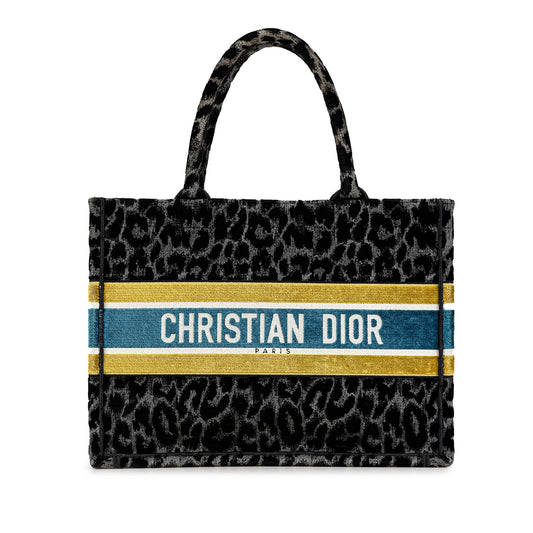 Dior Mizza Medium Embroidered Canvas Leopard Book Tote