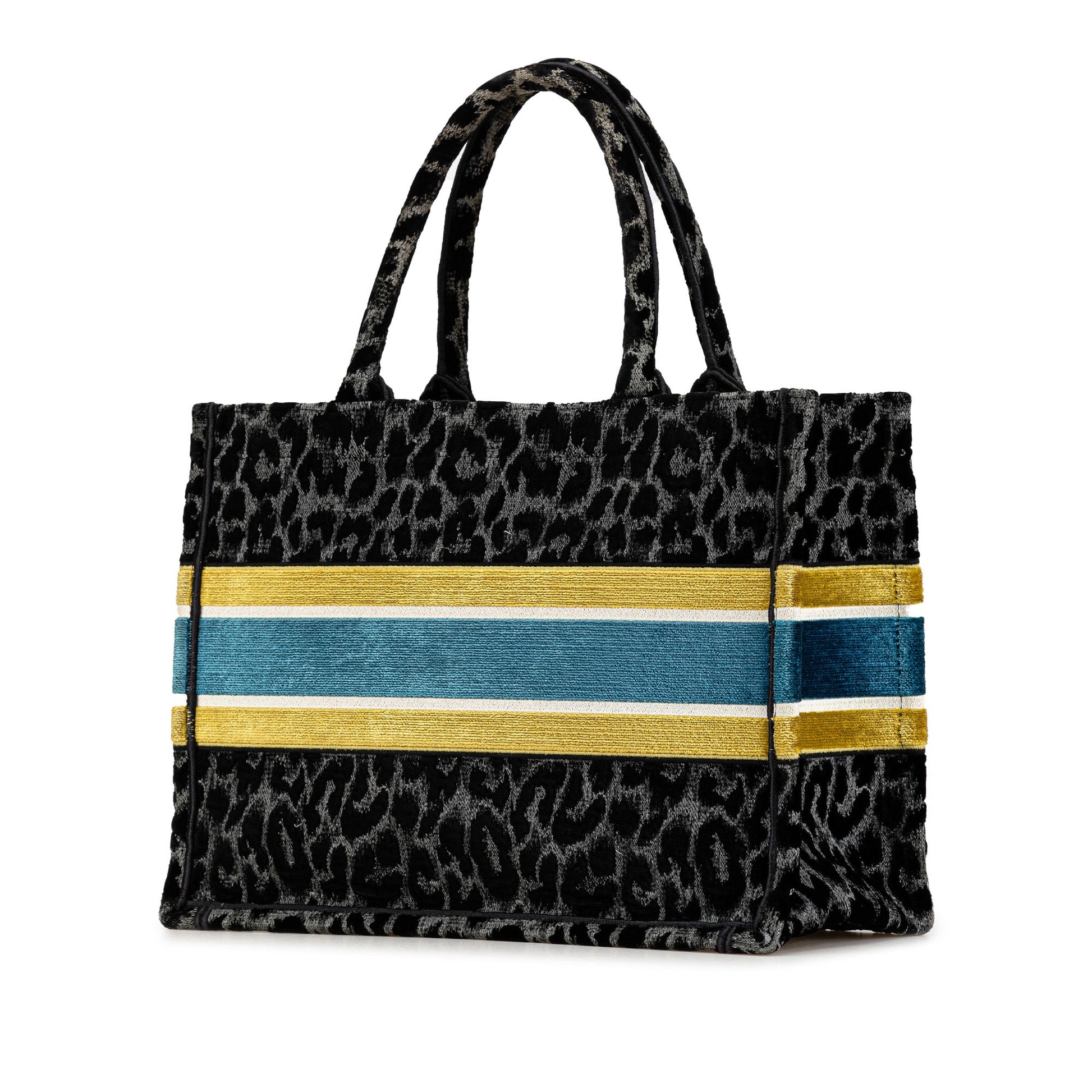Dior Mizza Medium Embroidered Canvas Leopard Book Tote