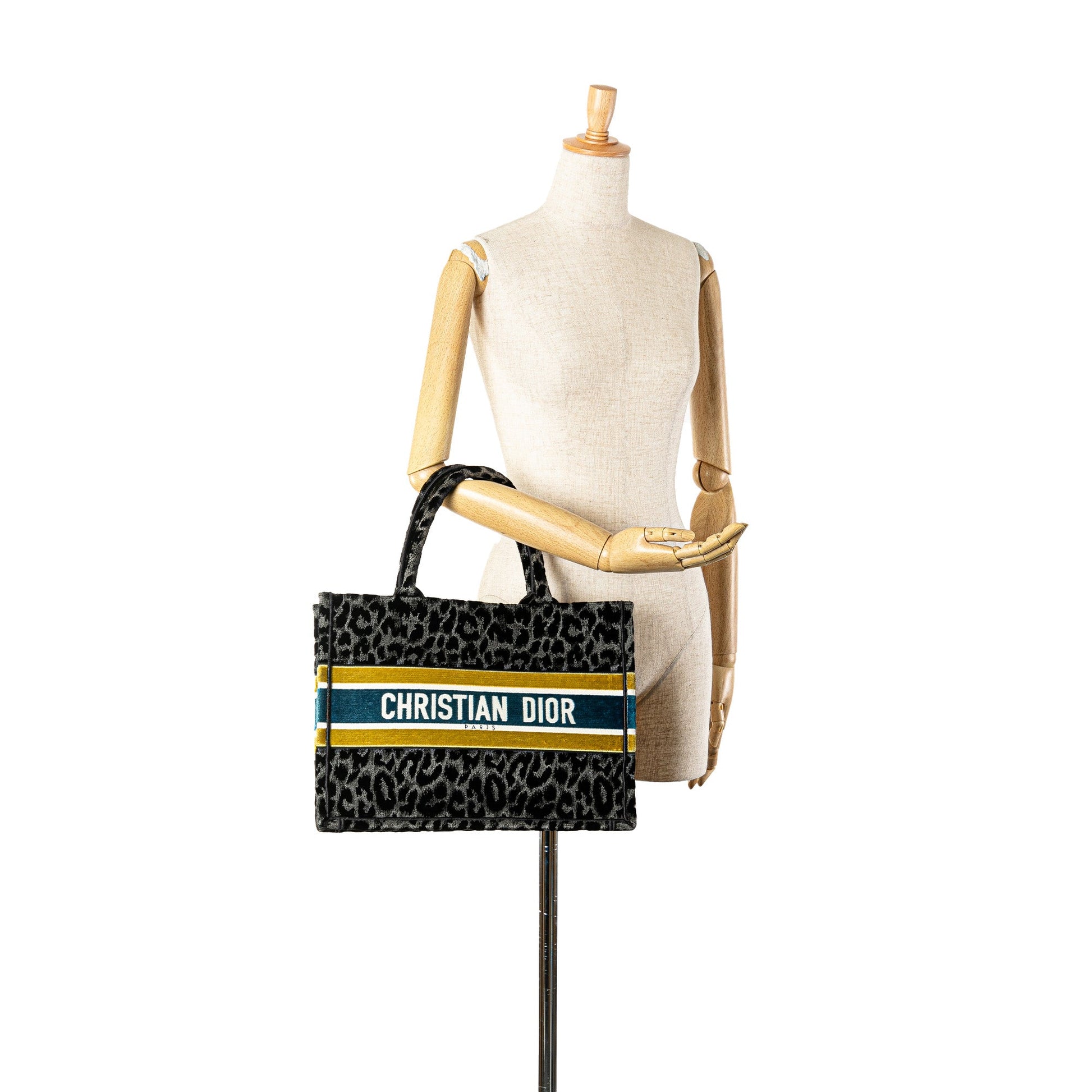 Dior Mizza Medium Embroidered Canvas Leopard Book Tote