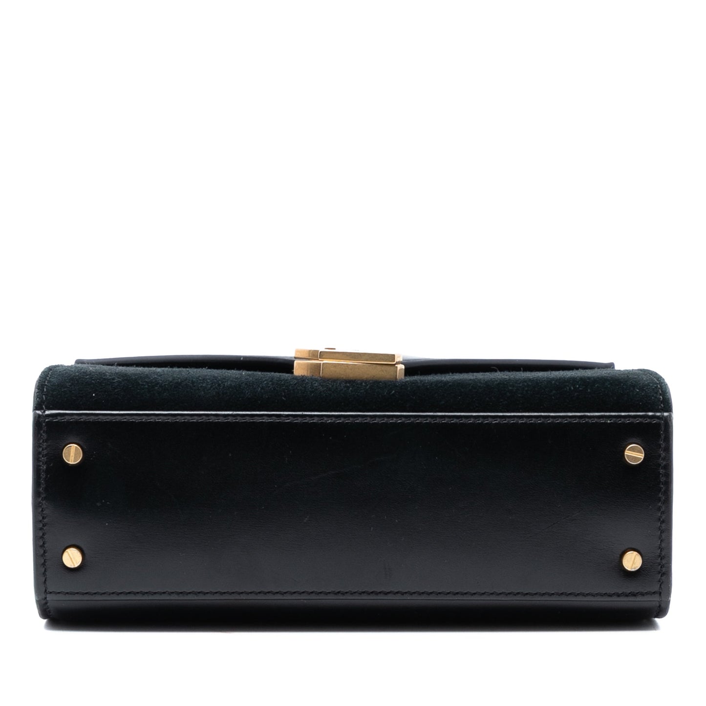 Saint Laurent Mini Suede Leopard Print Monogram Cassandra Top Handle Bag