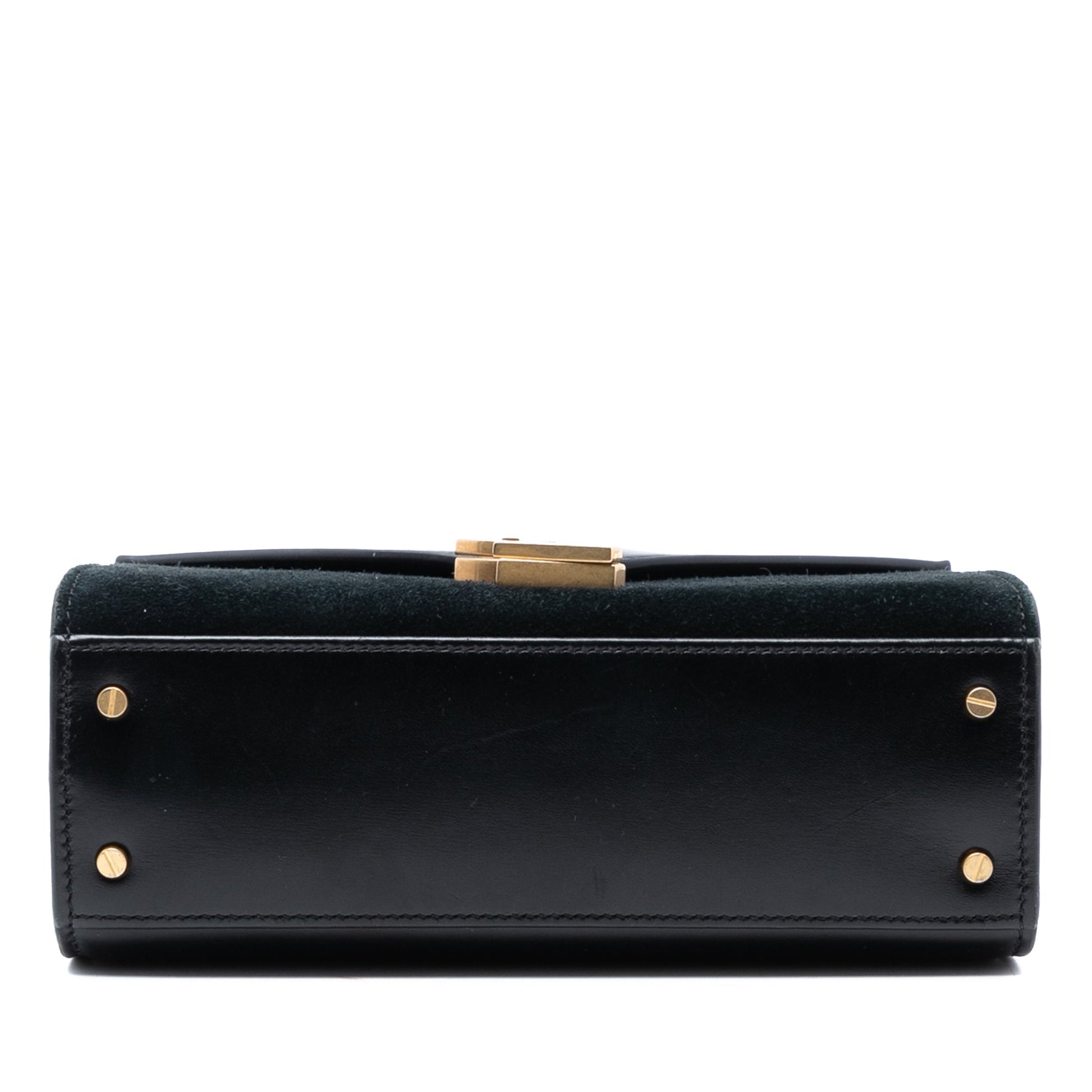 Saint Laurent Mini Suede Leopard Print Monogram Cassandra Top Handle Bag