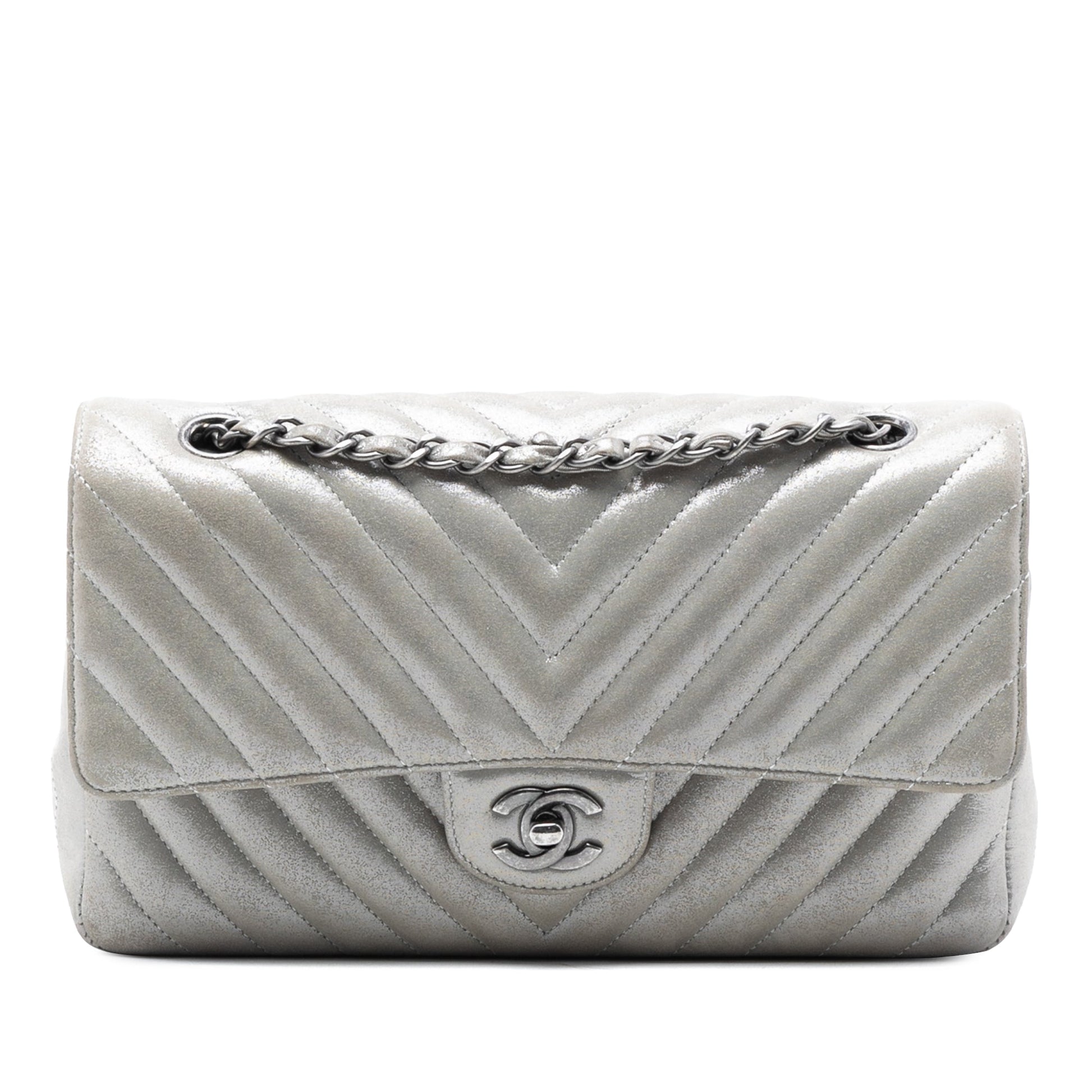 Chanel Medium Classic Chevron Iridescent Lambskin Double Flap