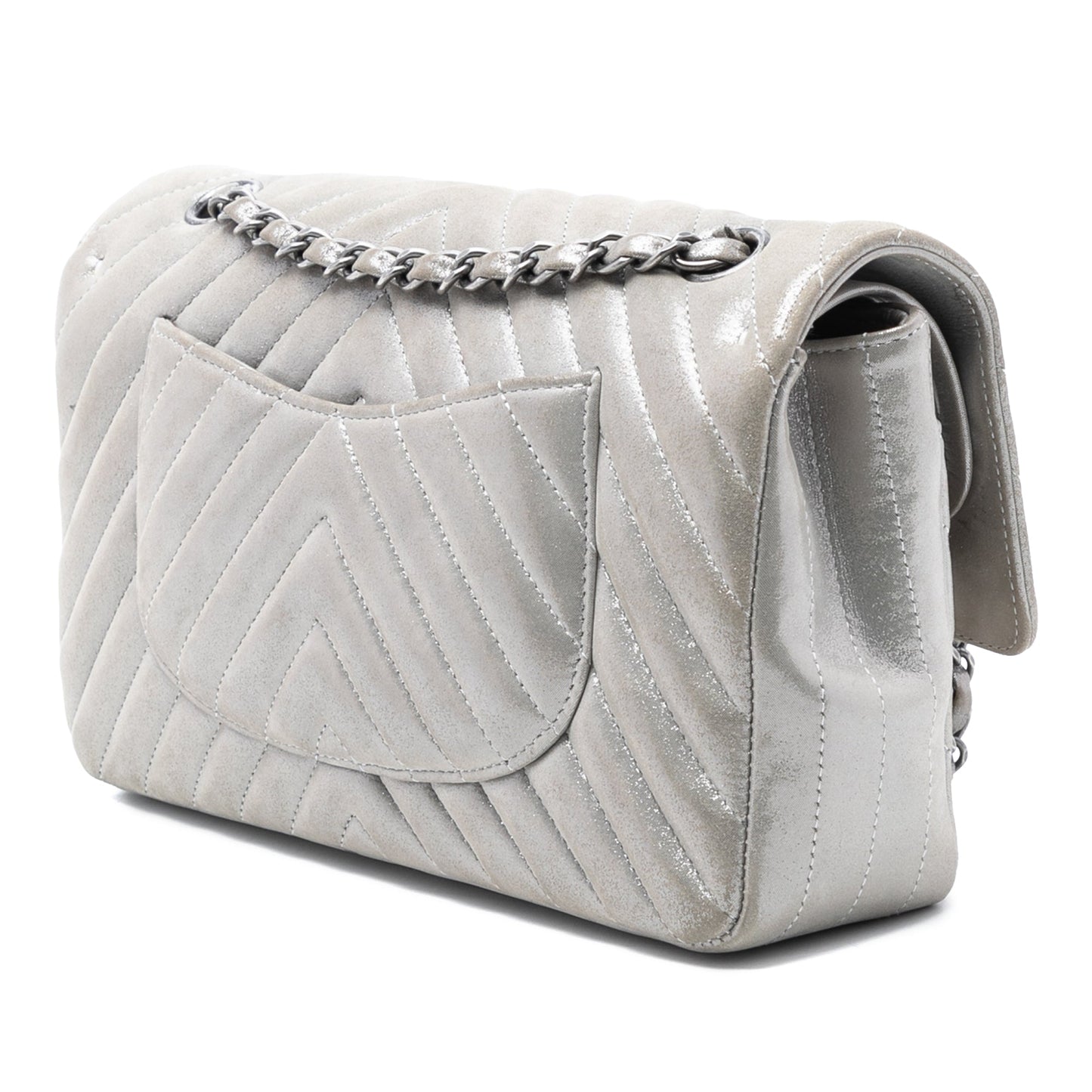 Chanel Medium Classic Chevron Iridescent Lambskin Double Flap