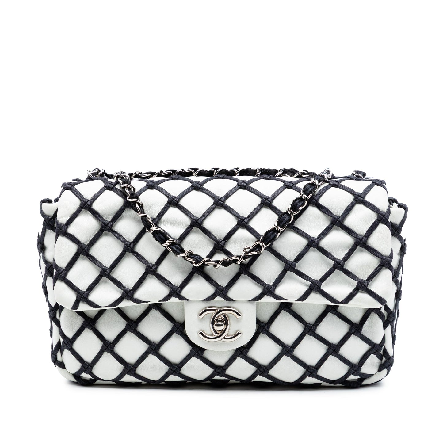 Chanel Jumbo Lambskin Canebiers Net Flap
