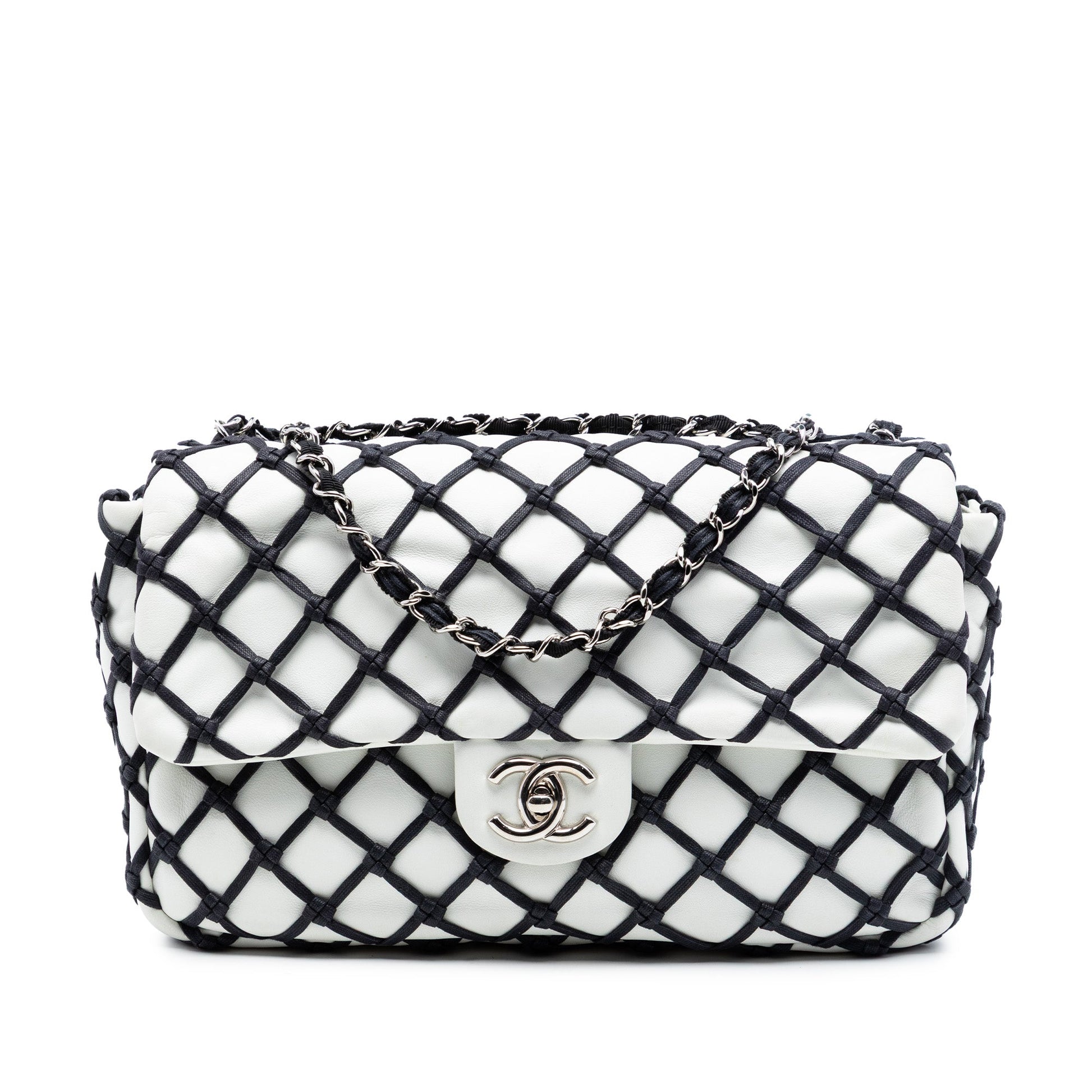 Chanel Jumbo Lambskin Canebiers Net Flap