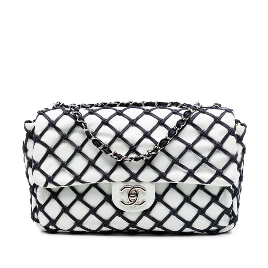Chanel Jumbo Lambskin Canebiers Net Flap