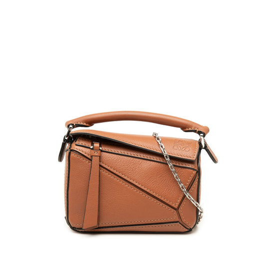 LOEWE Nano Calfskin Puzzle Satchel — Brown