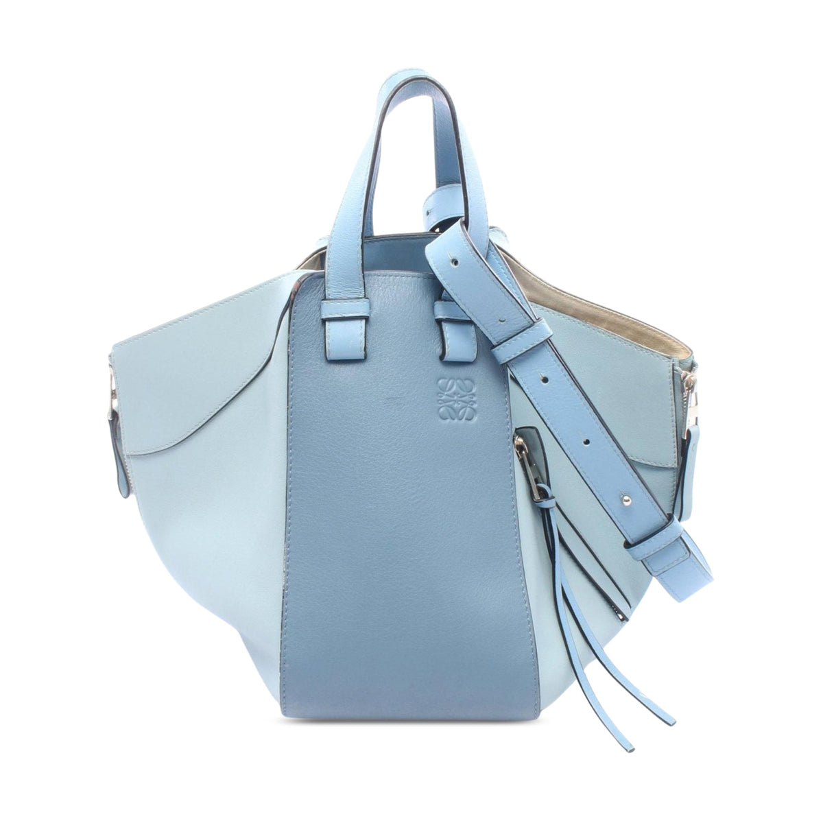 LOEWE Small Leather Hammock Satchel — Blue