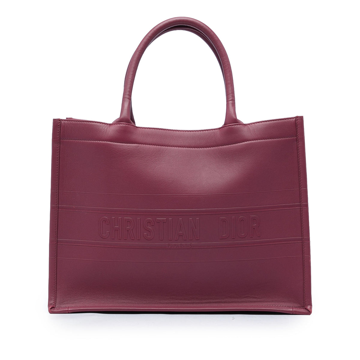 Dior Medium Embossed Leather Book Tote — Red
