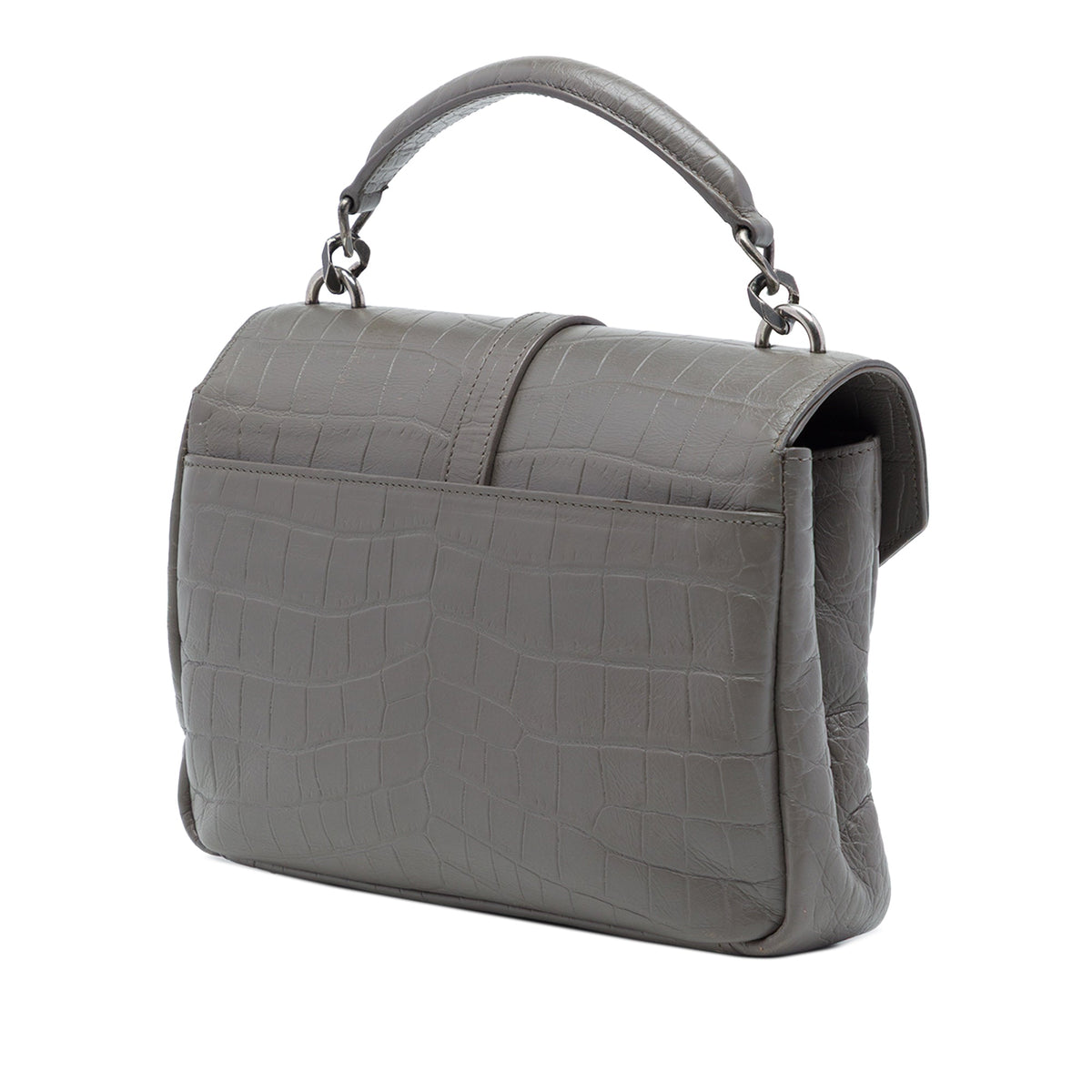 Saint Laurent Medium Croc Embossed Leather Monogram College Satchel