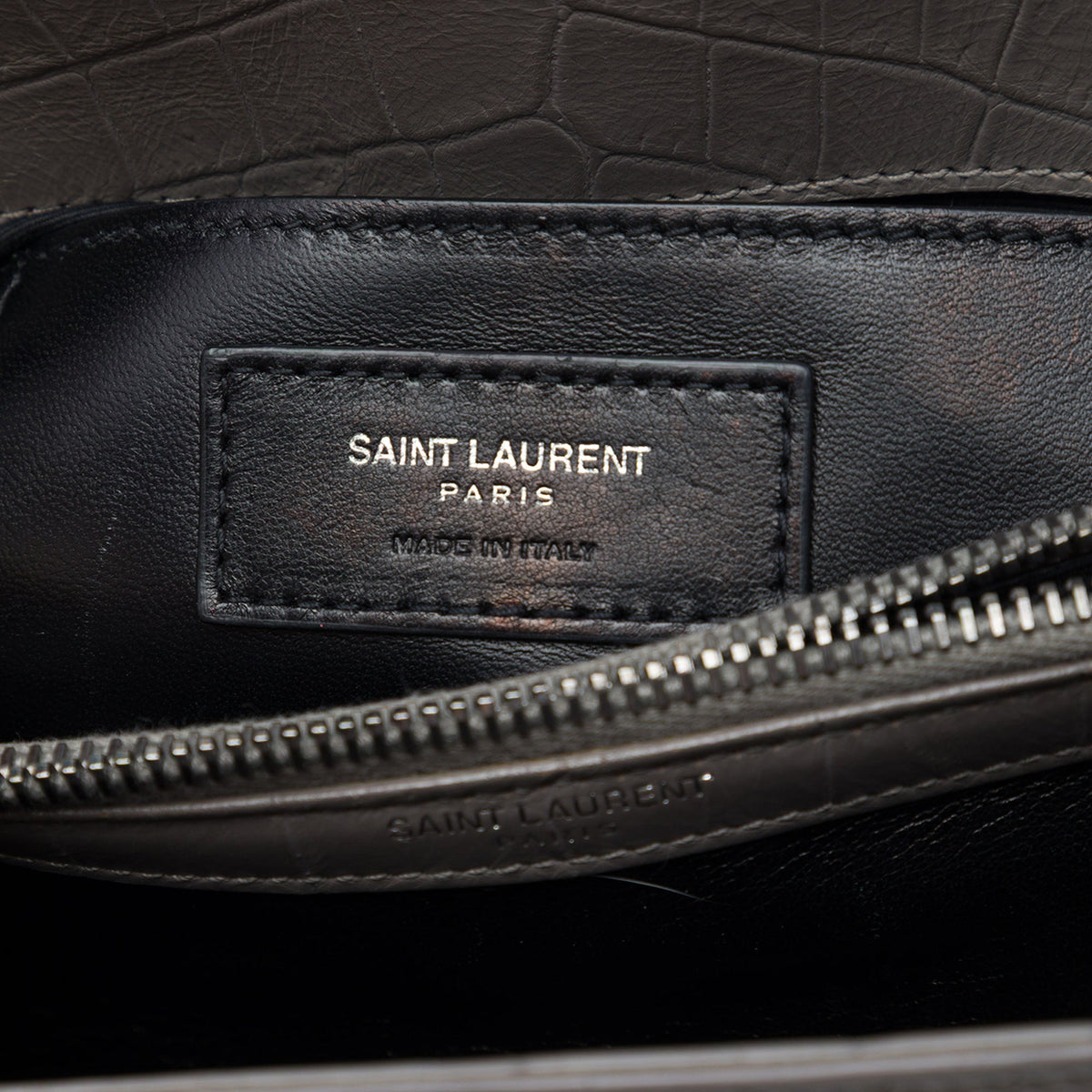 Saint Laurent Medium Croc Embossed Leather Monogram College Satchel