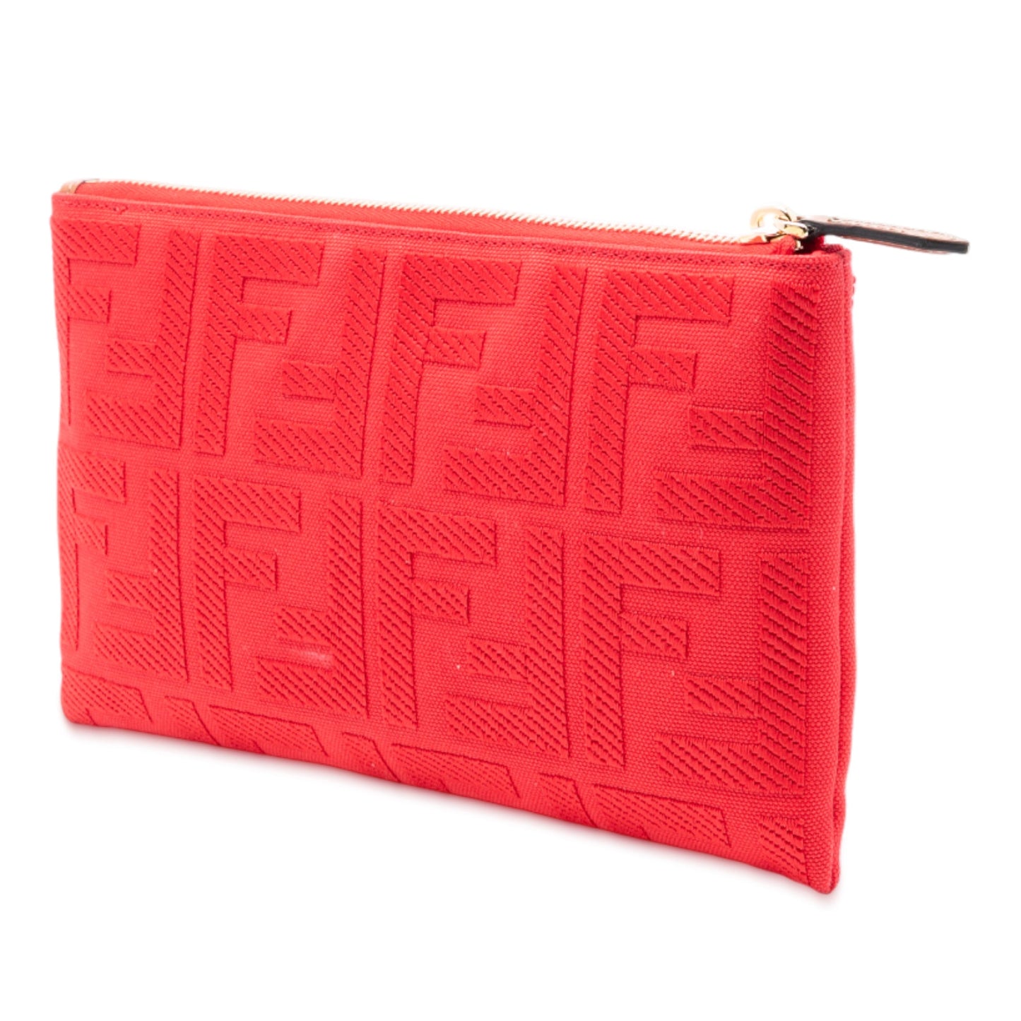 Fendi Zucca Embroidered Canvas Zip Pouch