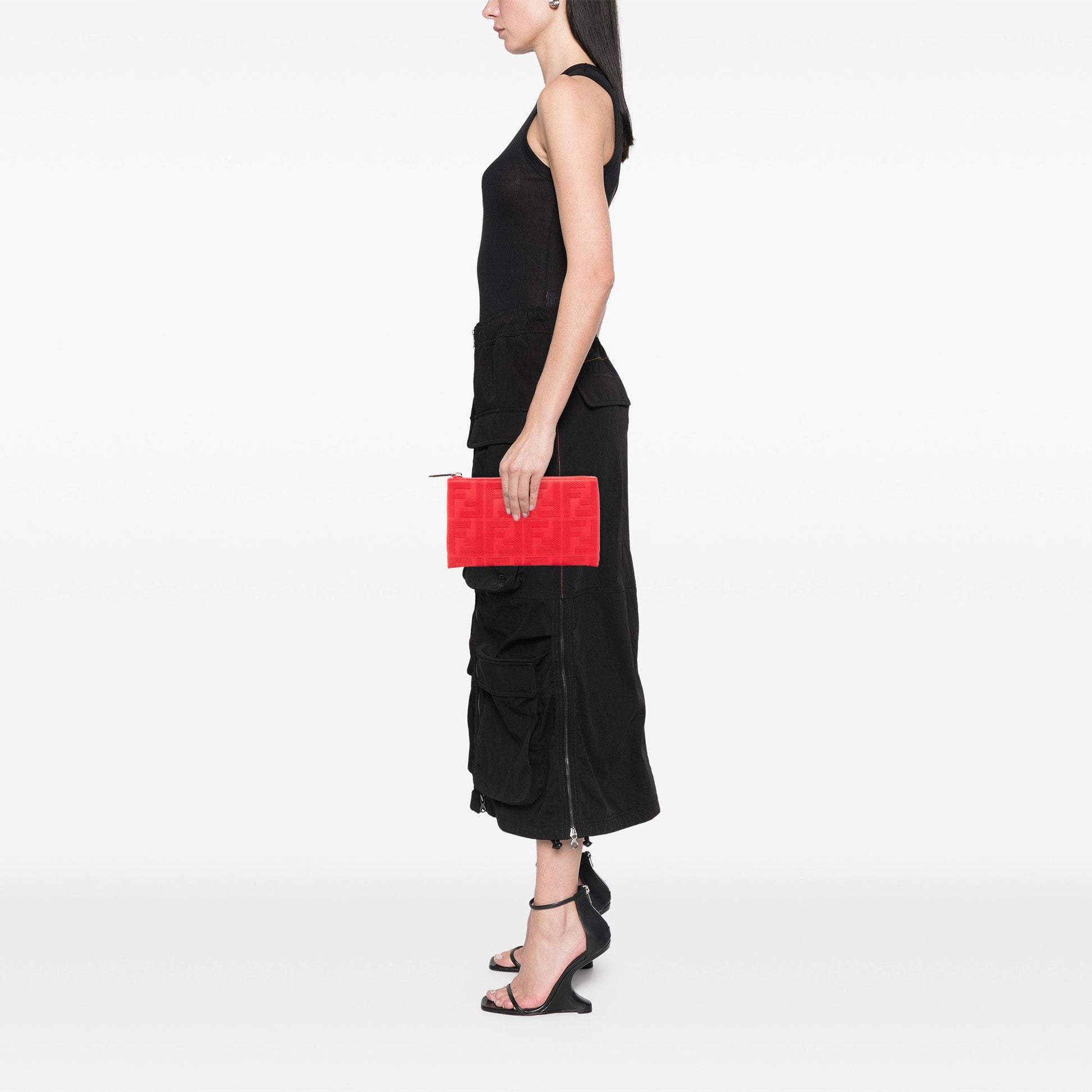 Fendi Zucca Embroidered Canvas Zip Pouch