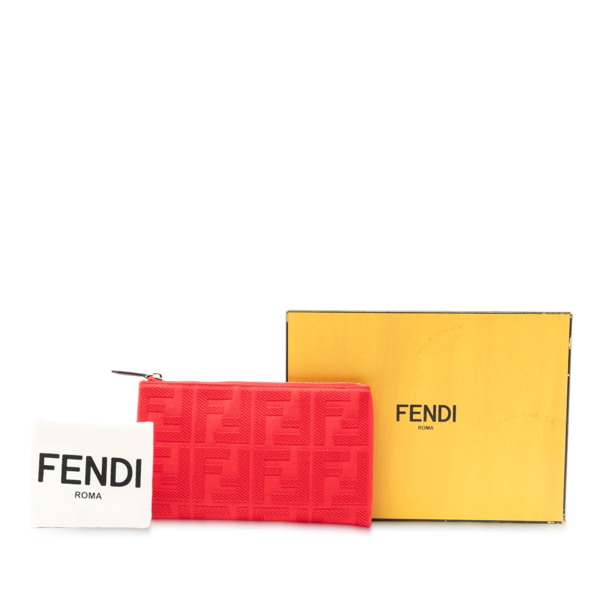 Fendi Zucca Embroidered Canvas Zip Pouch