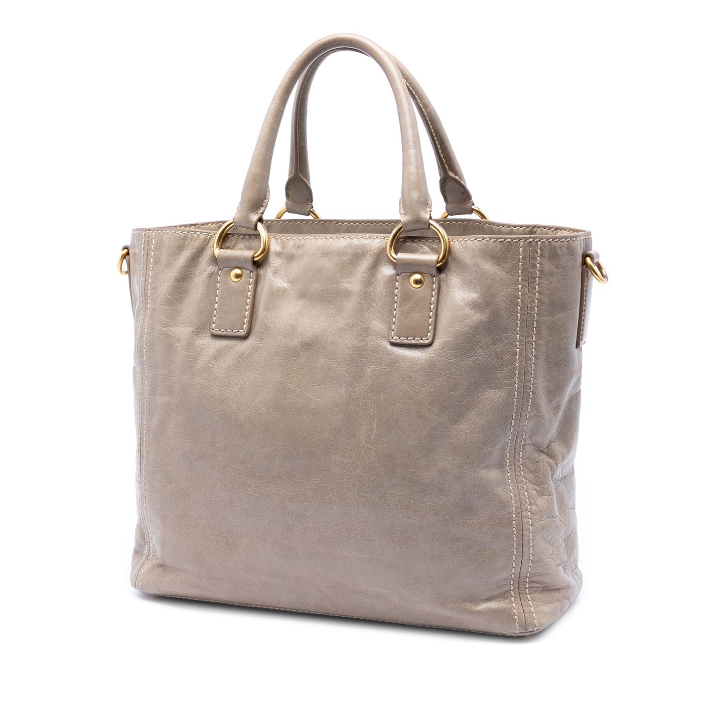Prada Vitello Shine Front Pocket Convertible Tote