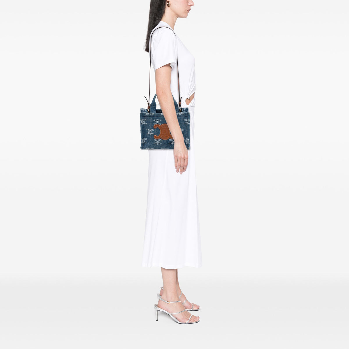 Celine Small Denim Triomphe Cabas Thais Tote