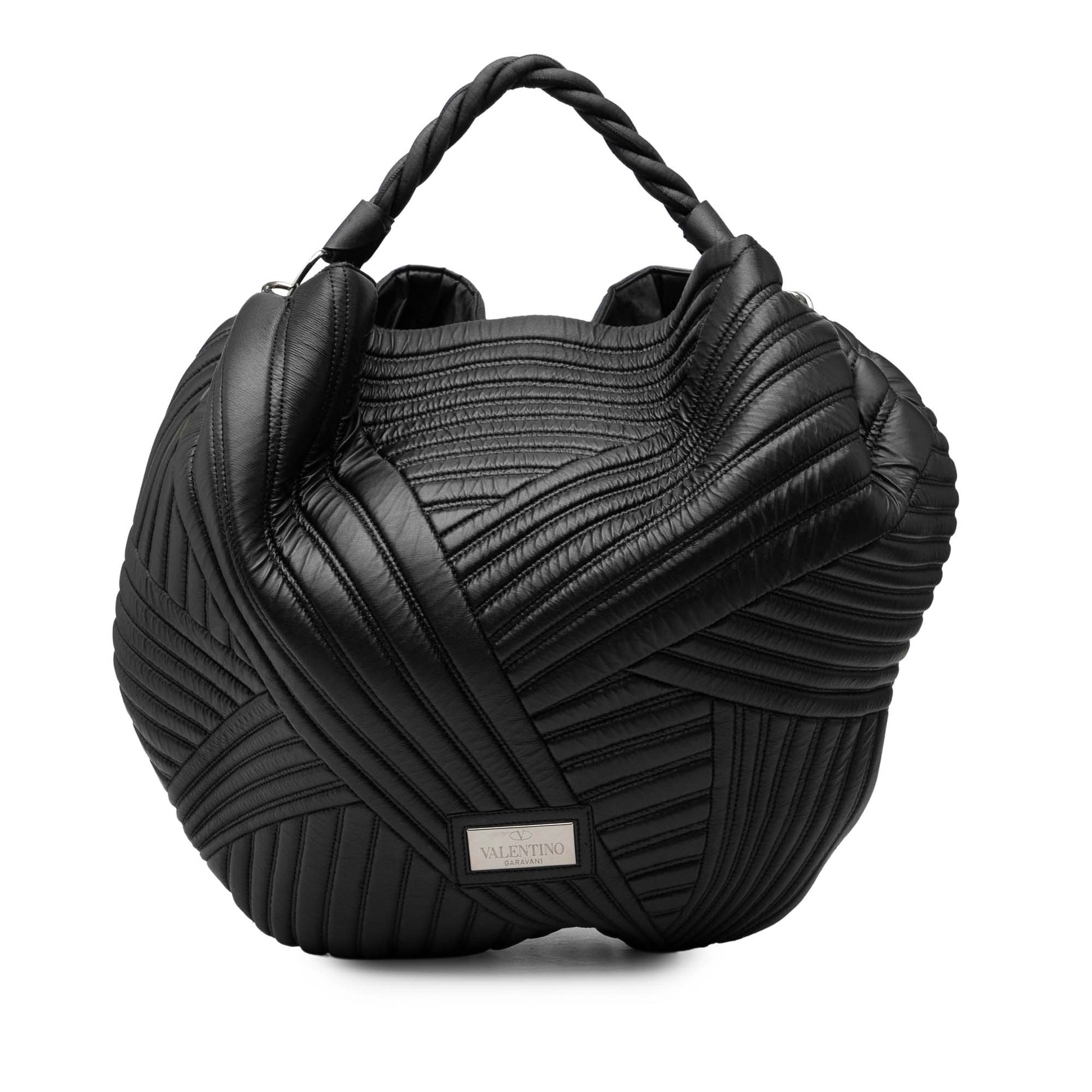 Valentino Leather Braided Stitch Hobo