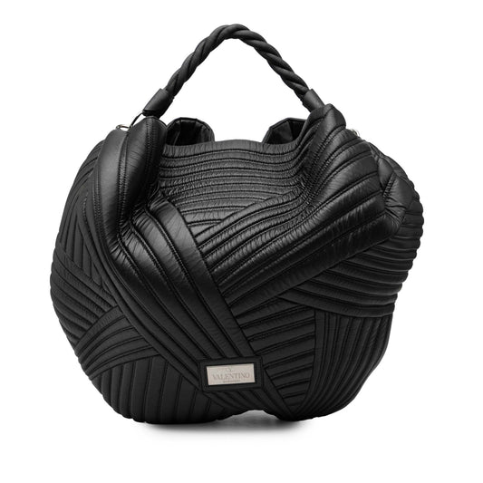 Valentino Leather Braided Stitch Hobo