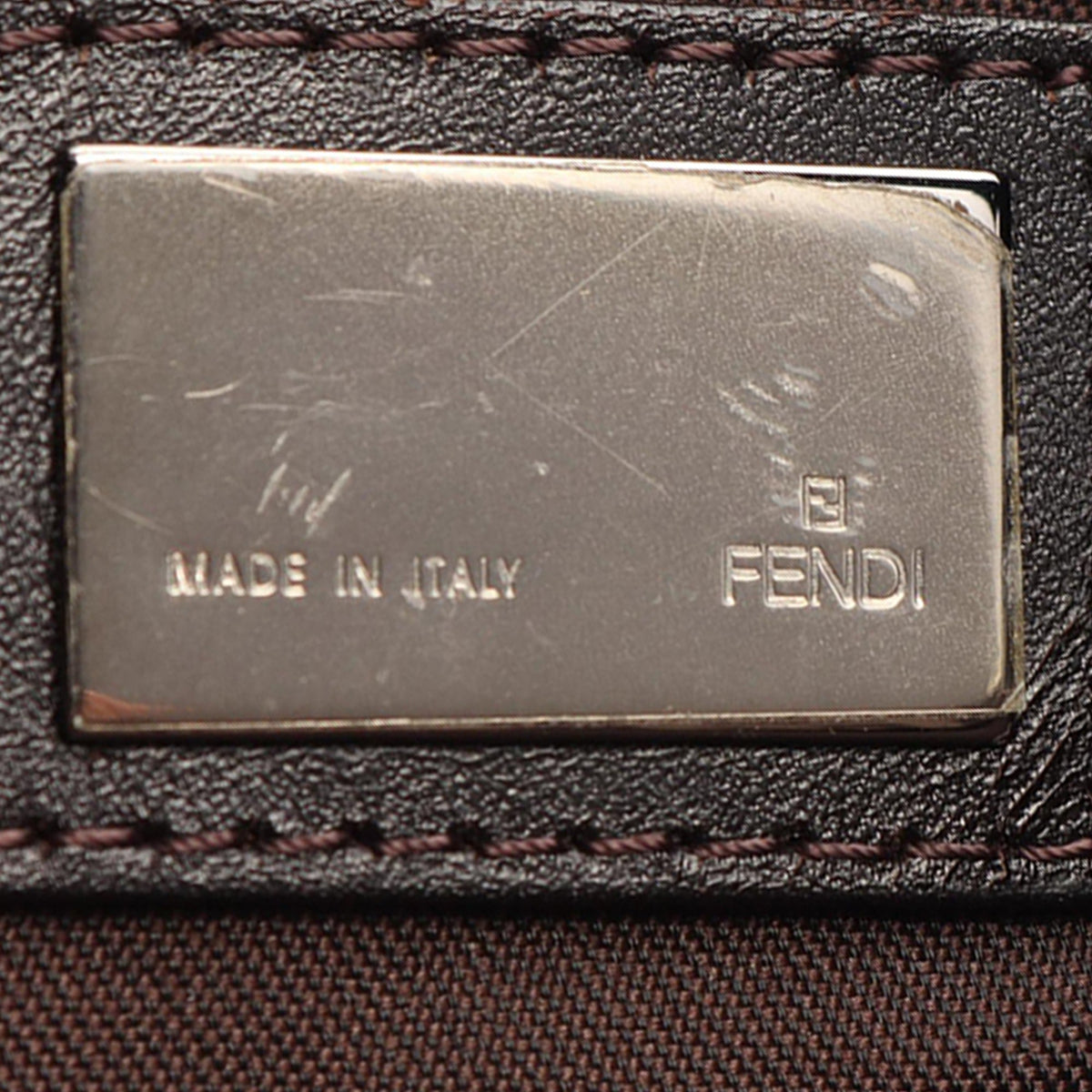 Fendi Zucchino Canvas Shoulder Bag — Brown