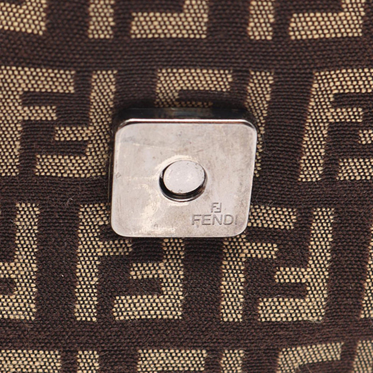 Fendi Zucchino Canvas Shoulder Bag — Brown