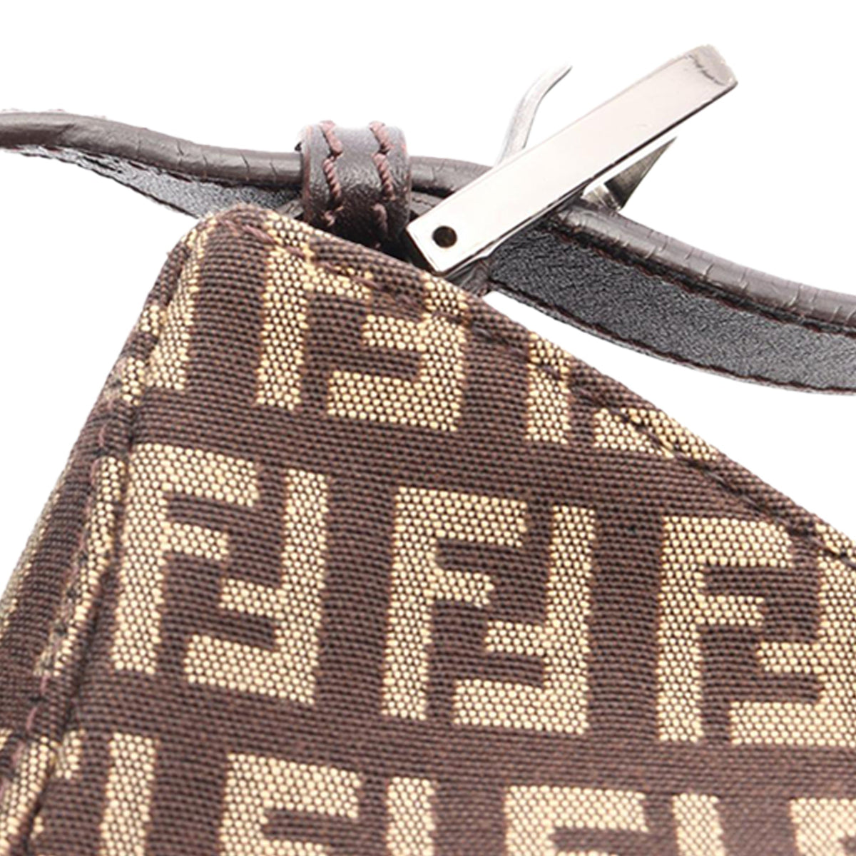 Fendi Zucchino Canvas Shoulder Bag — Brown