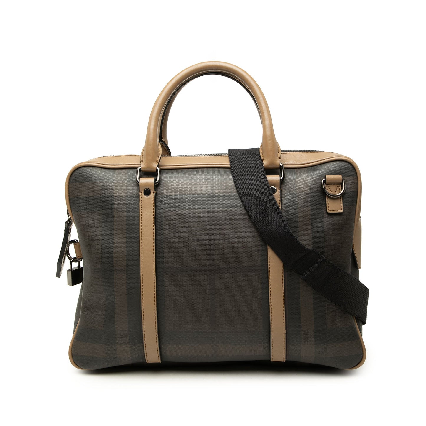 Burberry Smoke Check Coated Canvas Clinton Business Bag