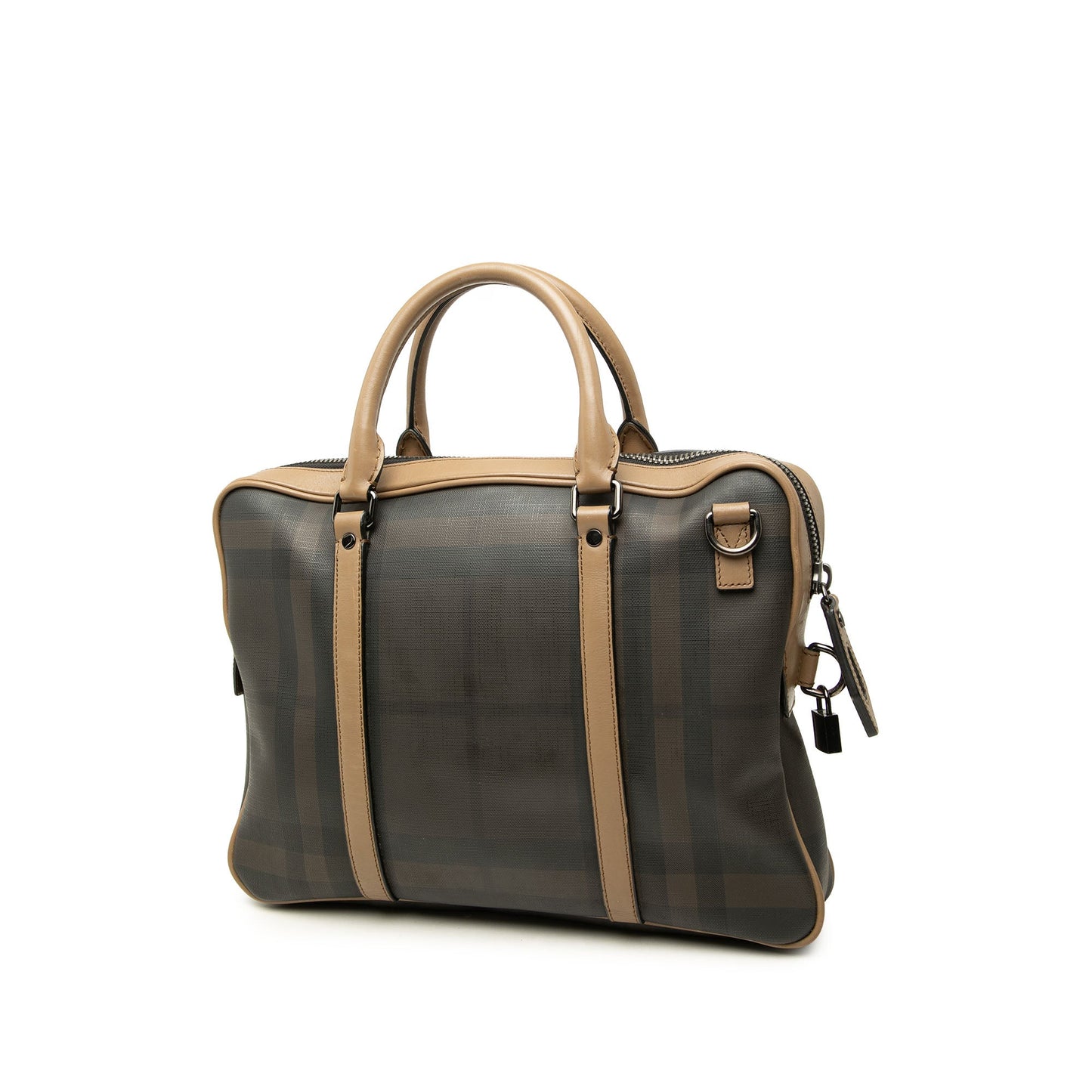Burberry Smoke Check Coated Canvas Clinton Business Bag