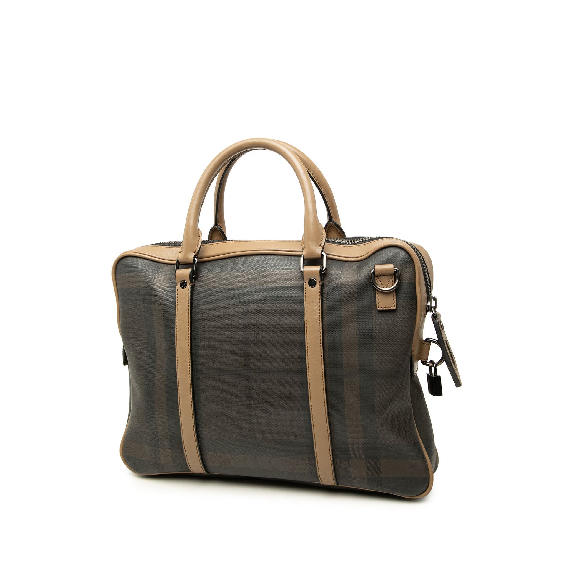 Burberry Smoke Check Coated Canvas Clinton Business Bag