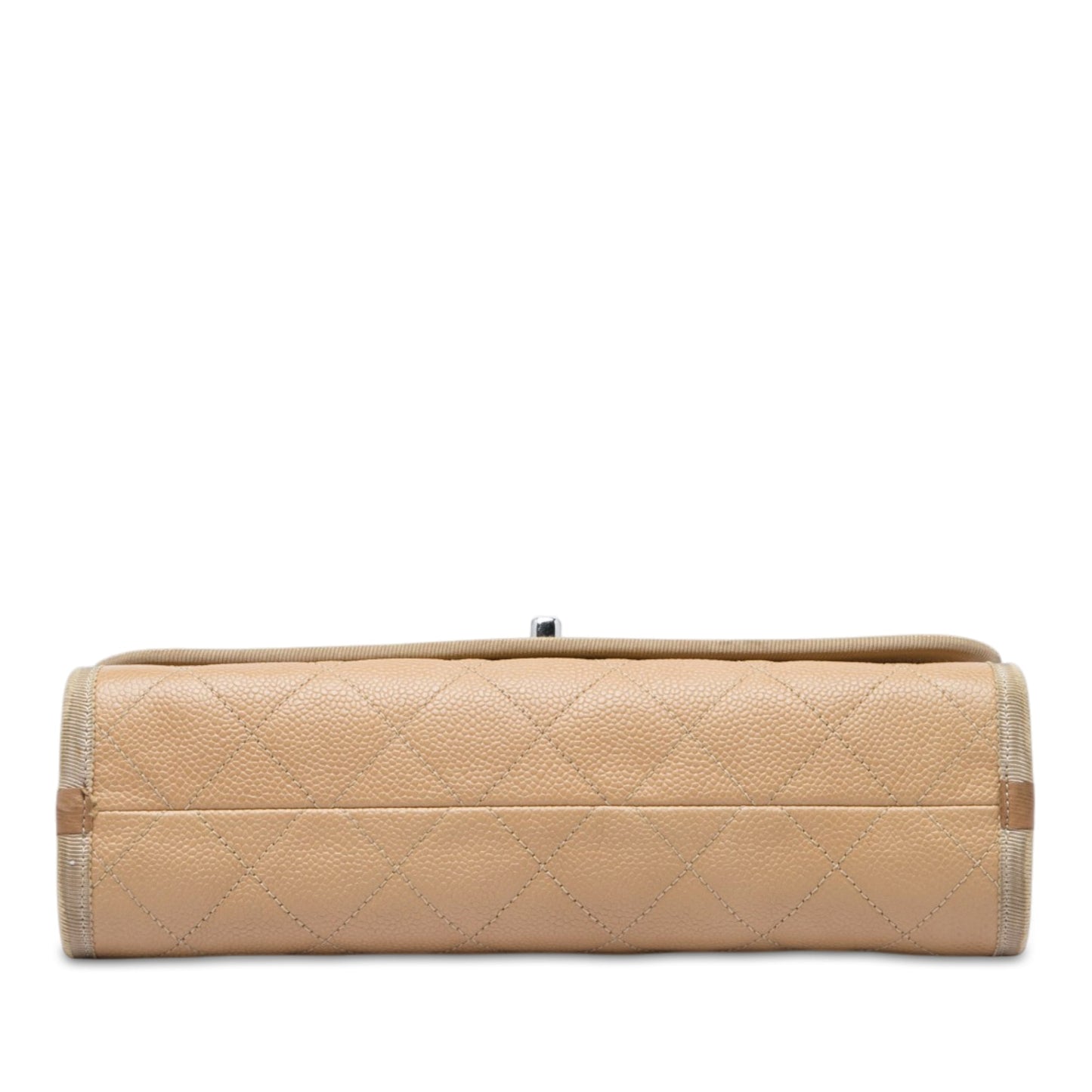 Chanel CC Bicolor Quilted Caviar and Grosgrain Top Handle Flap
