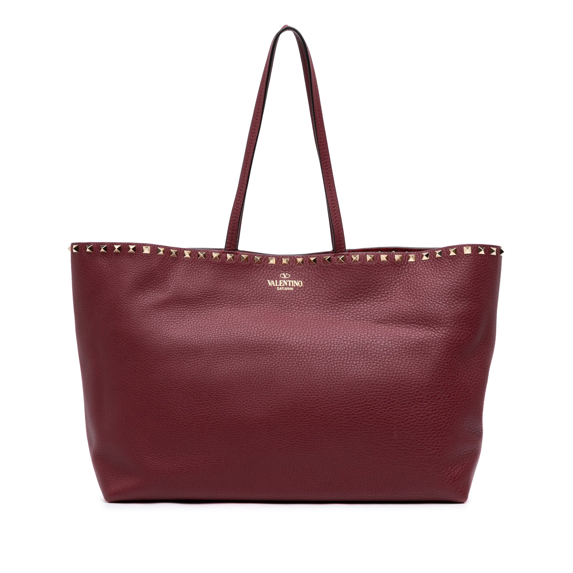 Valentino Large Grained Calfskin Rockstud Shopper Tote