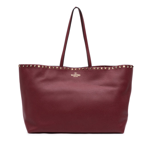 Valentino Large Grained Calfskin Rockstud Shopper Tote
