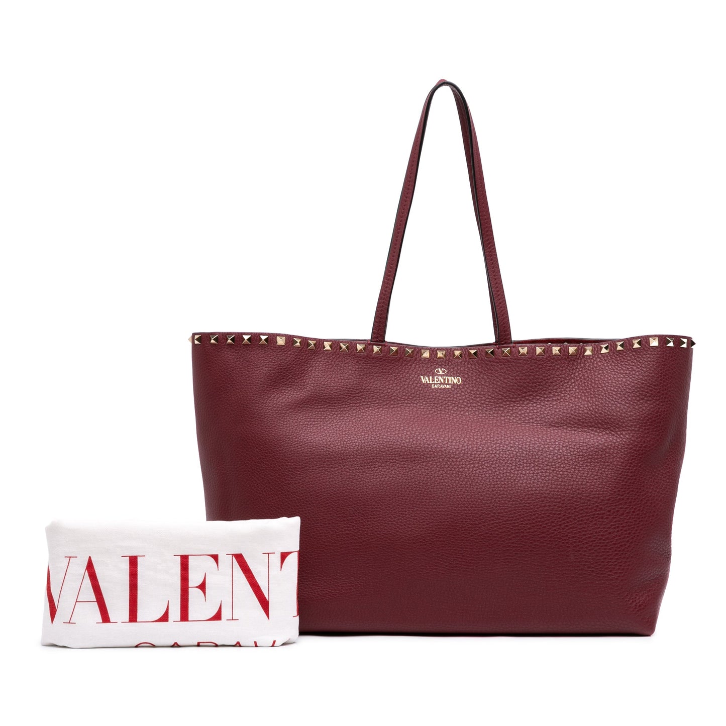 Valentino Large Grained Calfskin Rockstud Shopper Tote