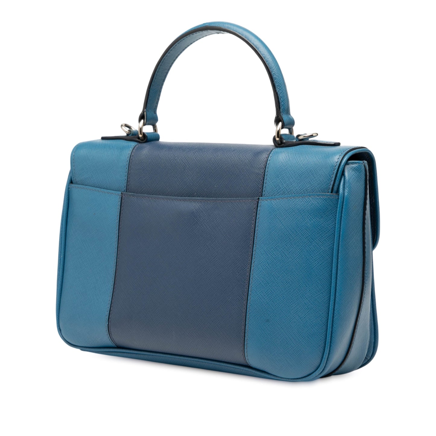 Prada Bicolor Saffiano Sound Lock Top Handle Bag