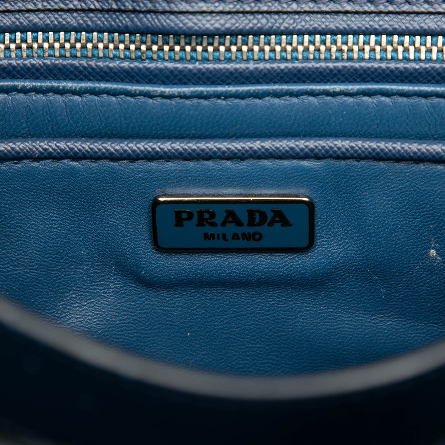 Prada Bicolor Saffiano Sound Lock Top Handle Bag