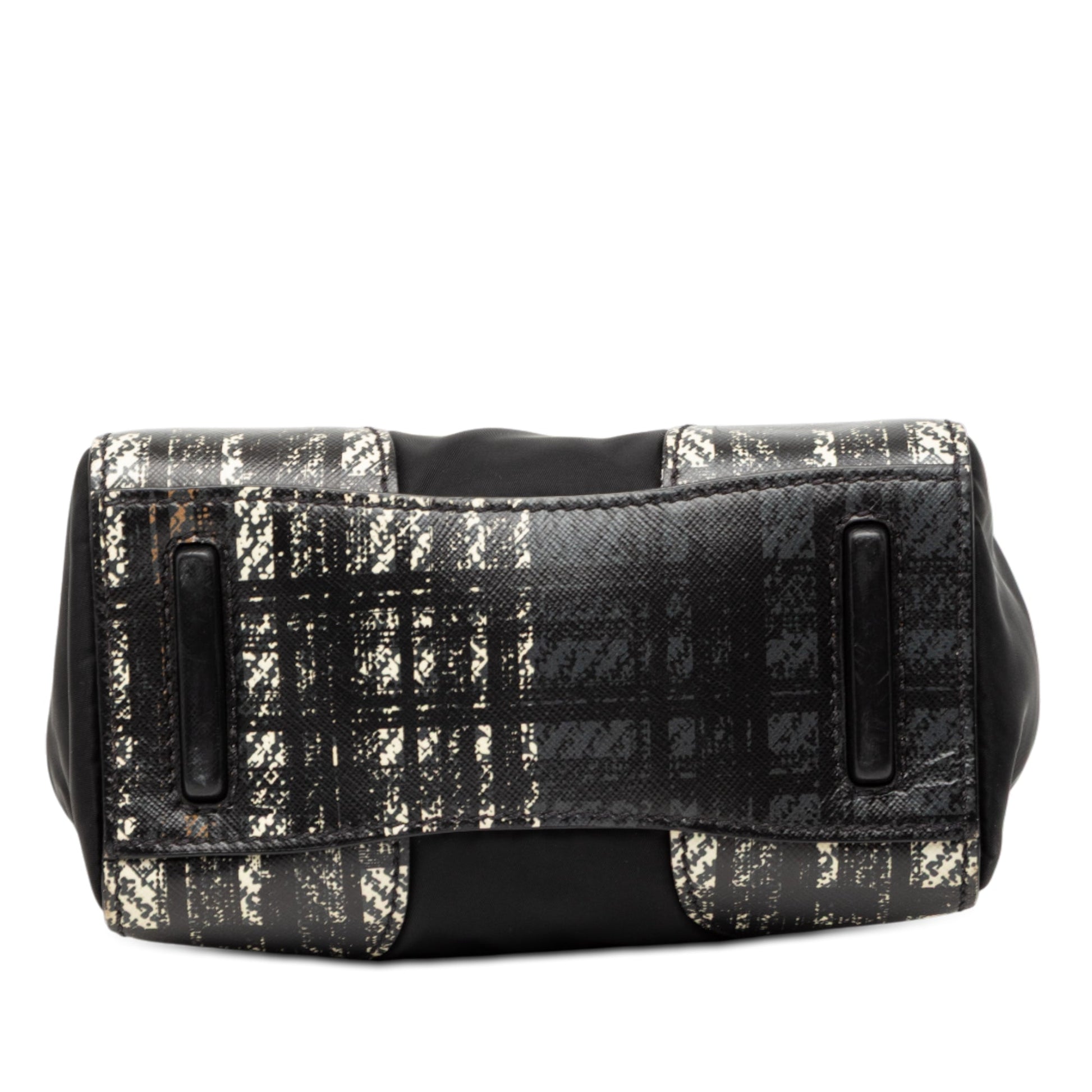 Prada Tartan Saffiano Trimmed Tessuto Satchel