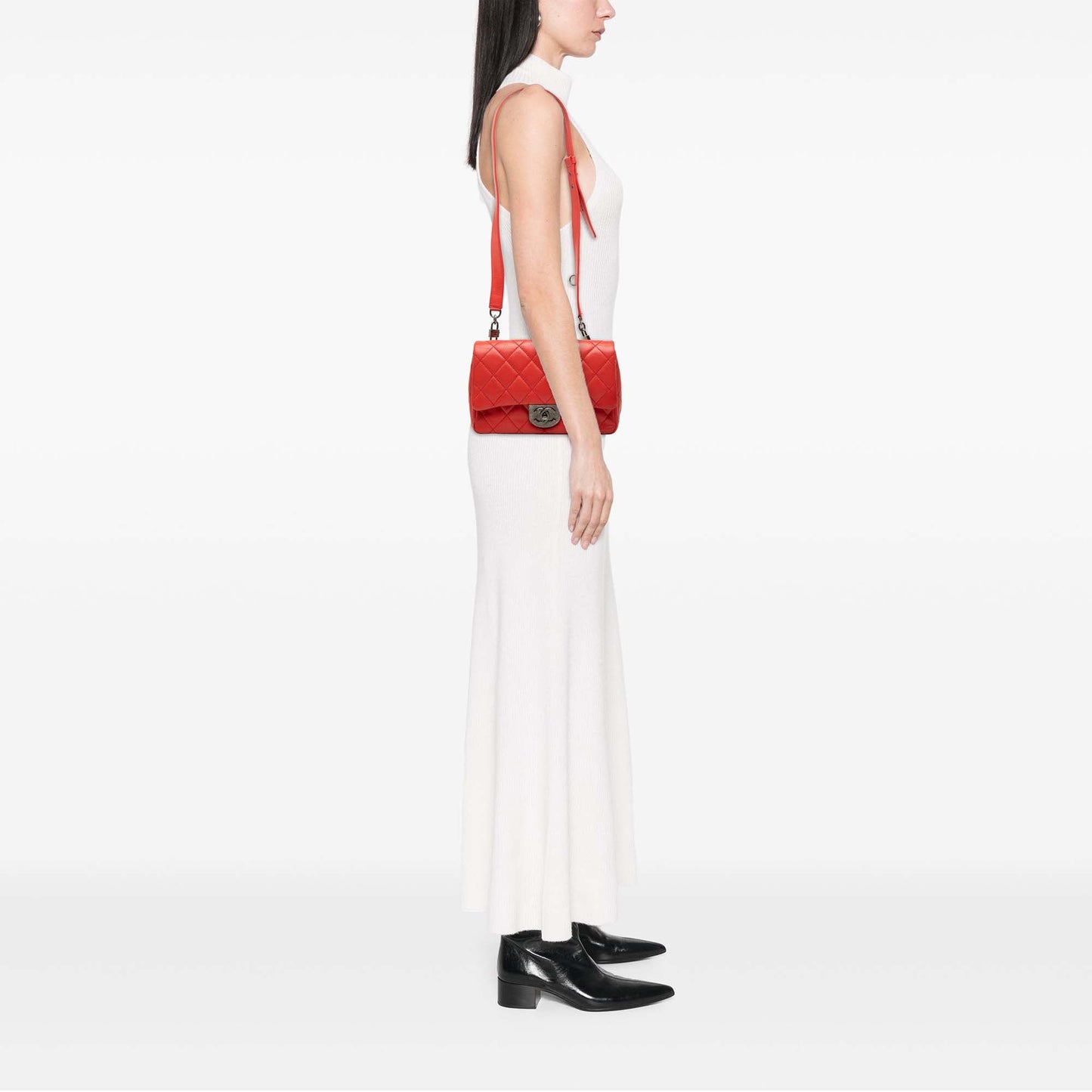 Chanel Small Quilted Goatskin Double Carry Waist Chain Flap