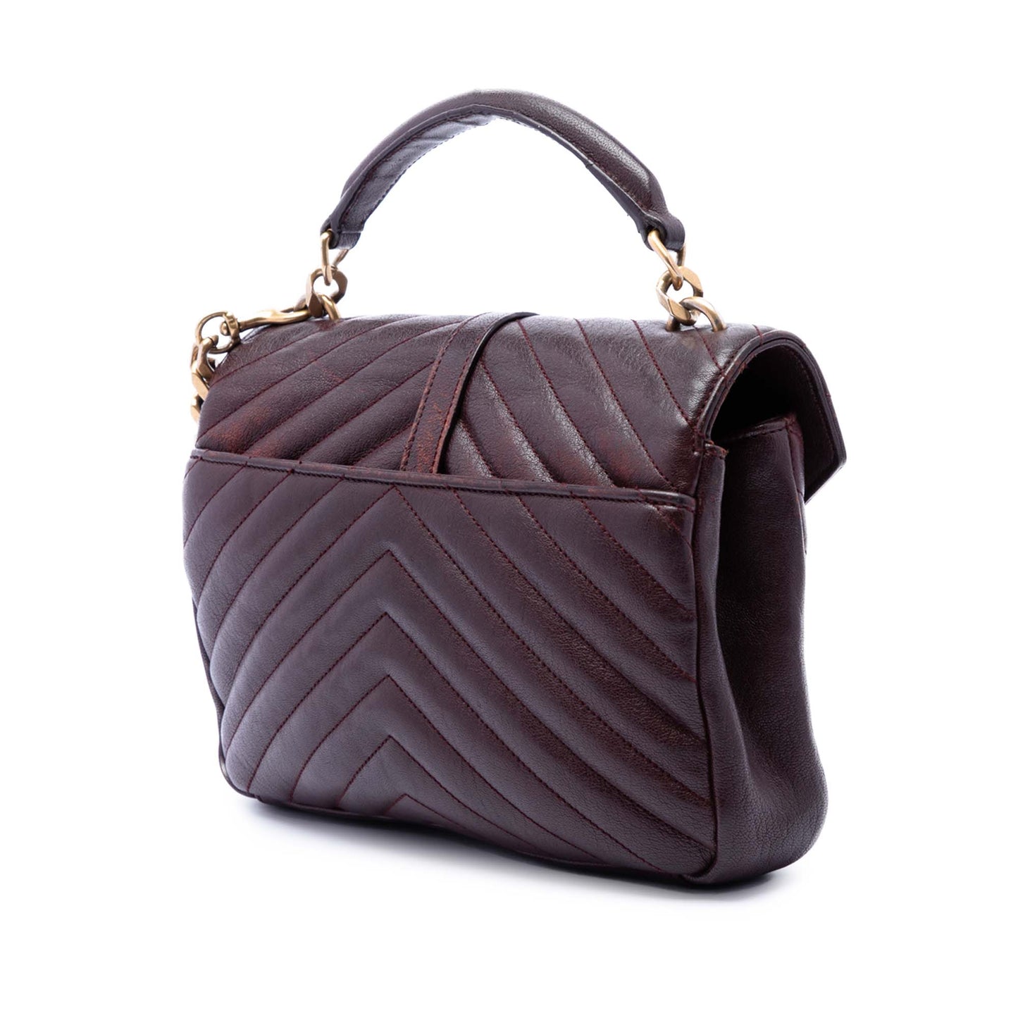 Saint Laurent Medium Chevron Sheepskin Monogram College Satchel