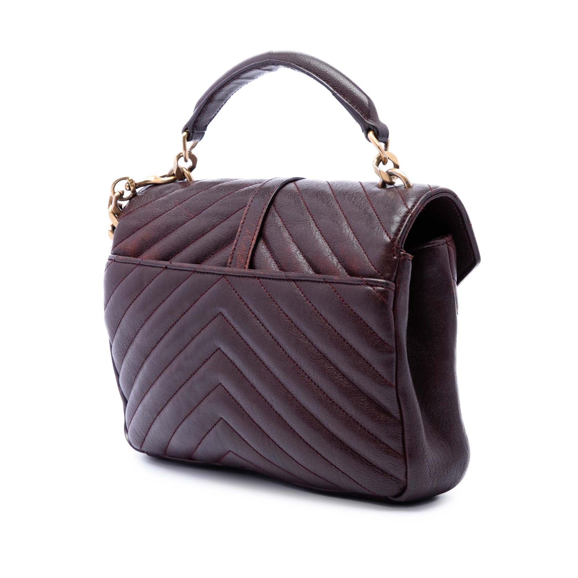 Saint Laurent Medium Chevron Sheepskin Monogram College Satchel