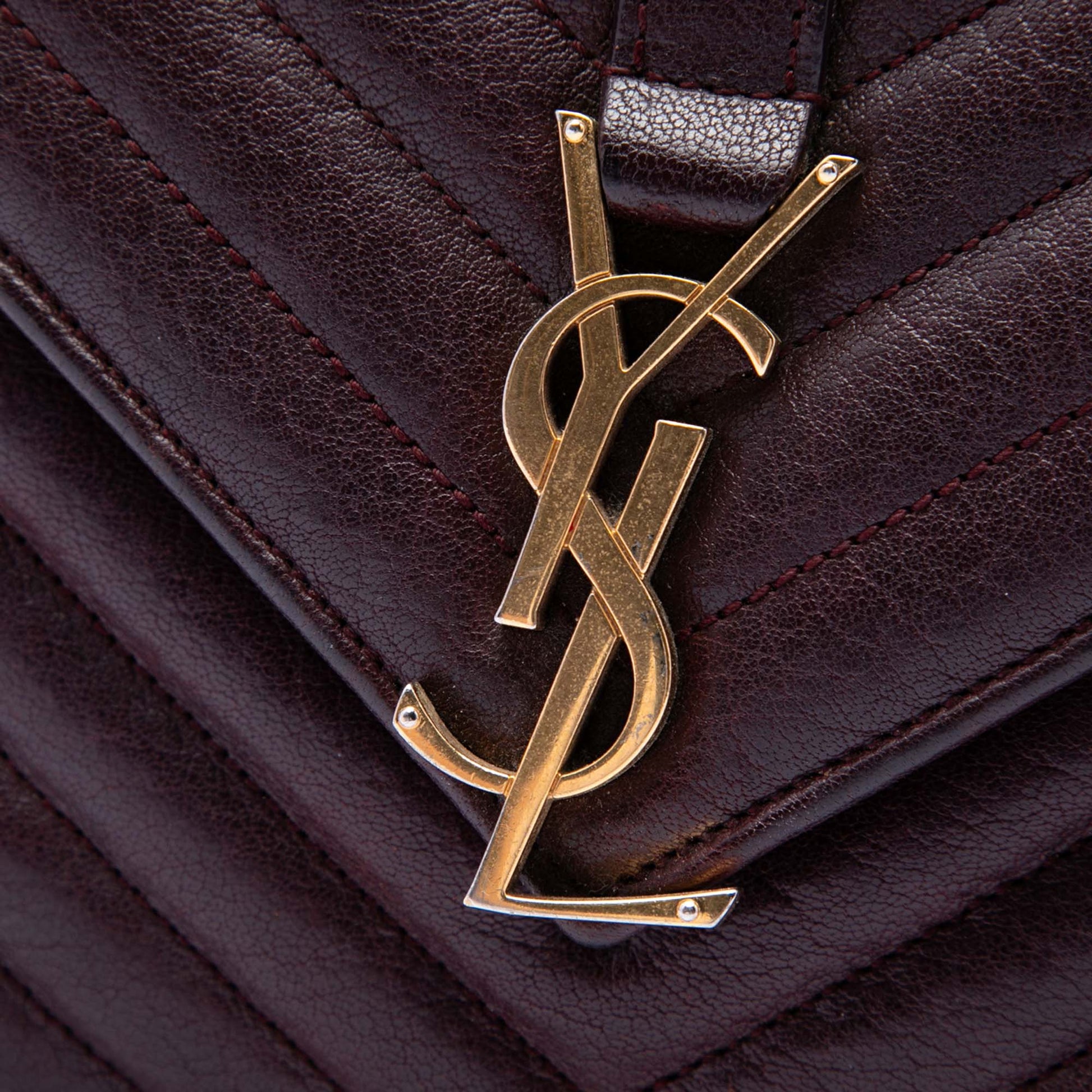 Saint Laurent Medium Chevron Sheepskin Monogram College Satchel