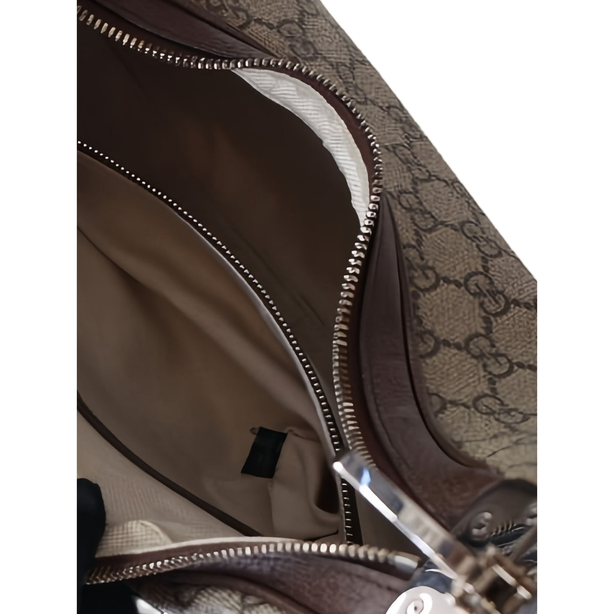 Gucci Medium GG Supreme Web Attache Crossbody — Beige