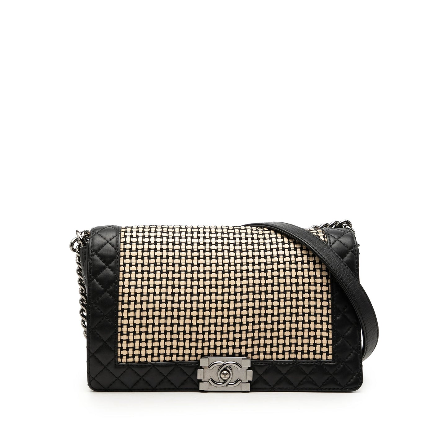 Chanel Medium Woven Calfskin Boy Reverso Flap