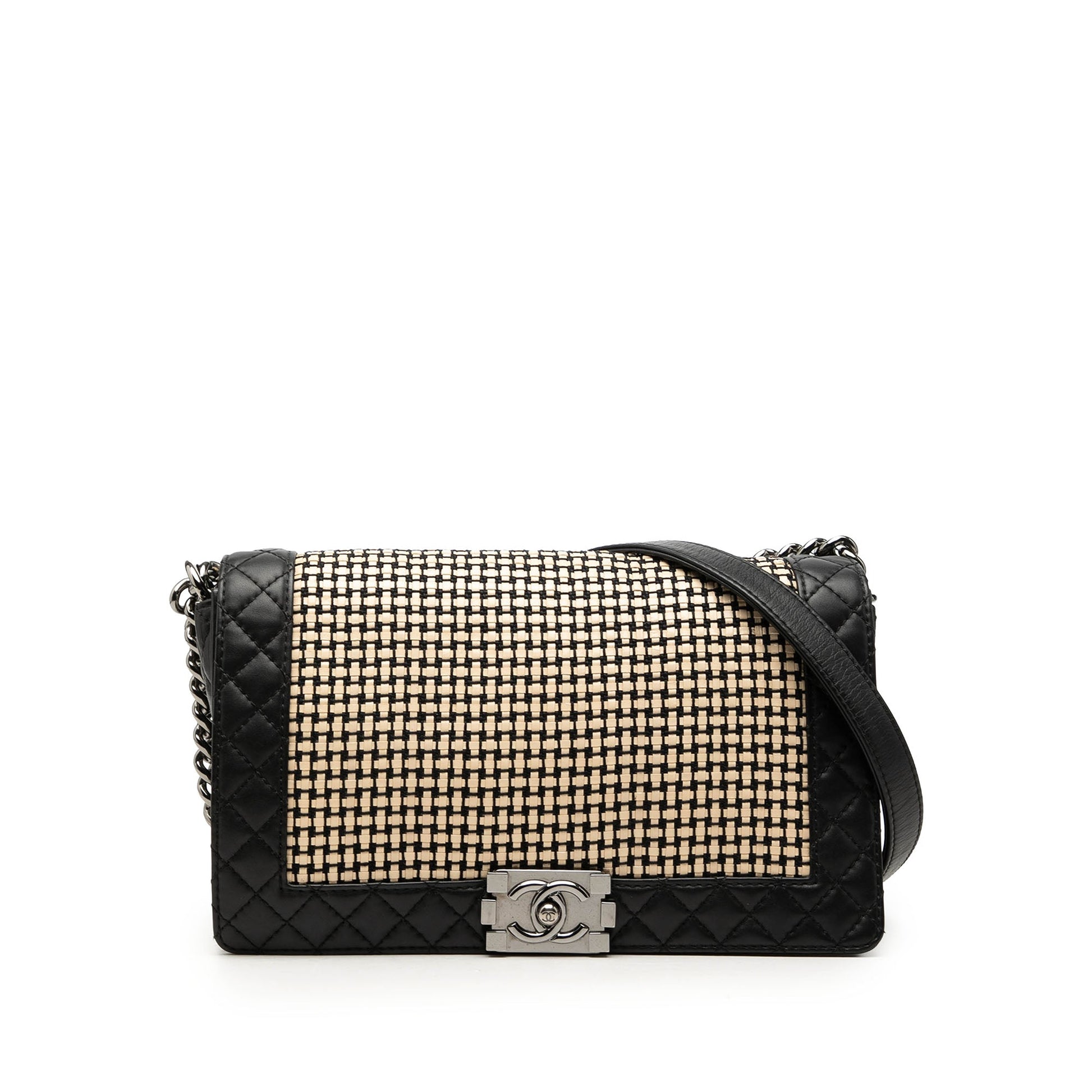 Chanel Medium Woven Calfskin Boy Reverso Flap