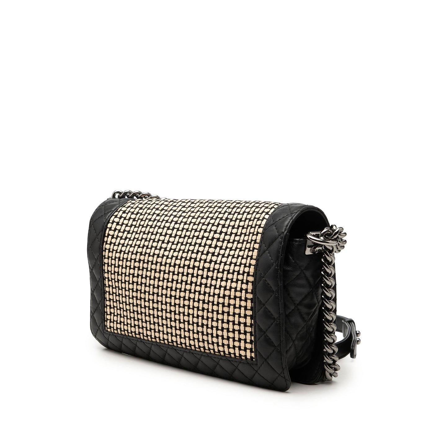 Chanel Medium Woven Calfskin Boy Reverso Flap
